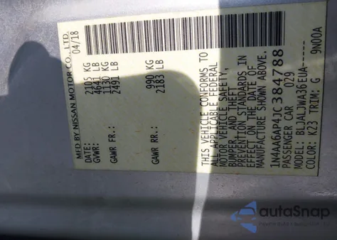 2018 Nissan Maxima 3.5 Sv z USA, uszkodzony, nr VIN 1N4AA6AP4JC384788